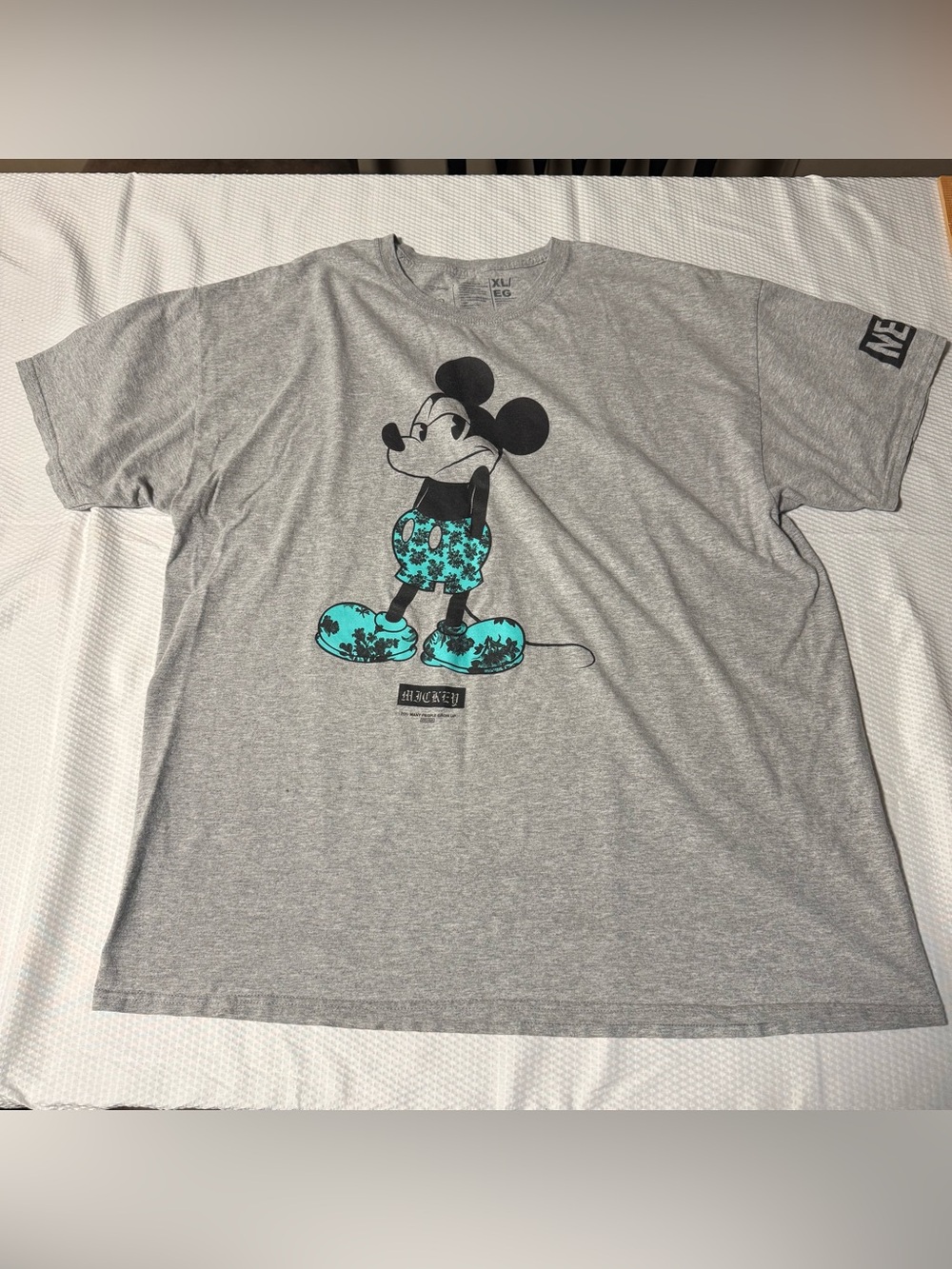 Mickey Mouse Neff X Disney Shirt Mens XL Gray Graphic "Too Many People Grow Up"